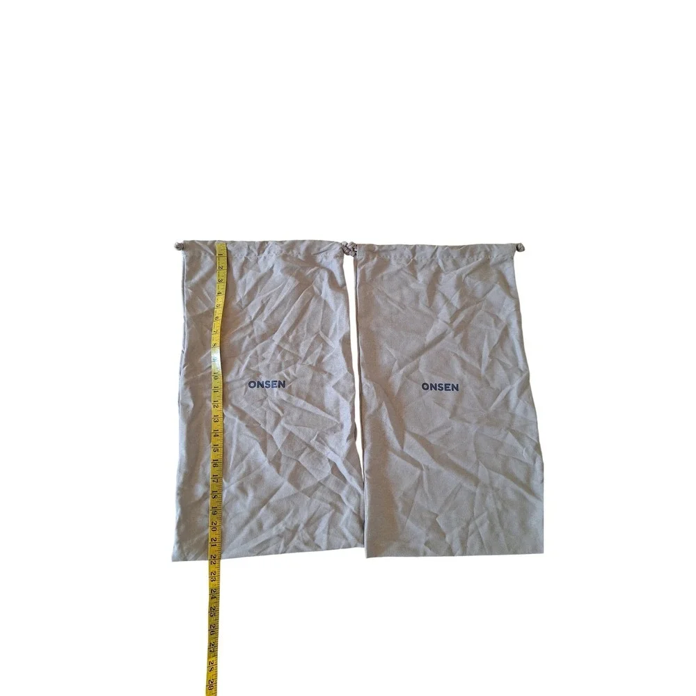 Onsen Tan Cotton Drawstring Storage Bags Set of 2 Large